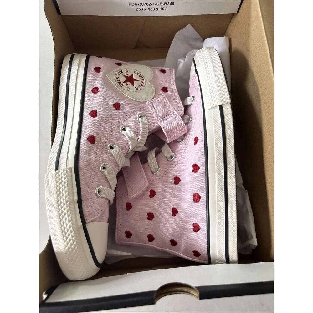Girls 13 Sneakers Converse Chuck Taylor All Star Valentine's Day High Top Hearts